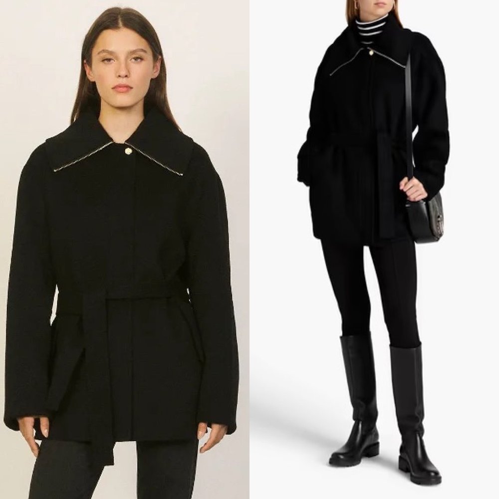 Sandro lukas black double face felted belted wool jacket coat NO OFFERS